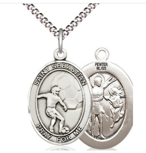 SOCCER - PEWTER ST SEBASTIAN ON 18" CHAIN