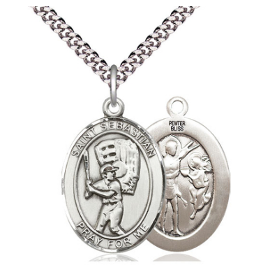 BASEBALL - PEWTER - ST SEBASTIAN ON 24" CHAIN