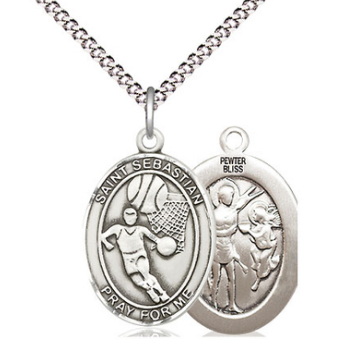 BASKETBALL - PEWTER - ST SEBASTIAN ON 18" CHAIN