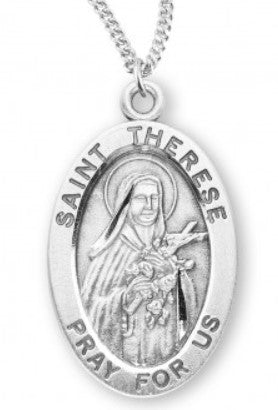 ST THERESE  - SS OVAL  - 18" CHAIN