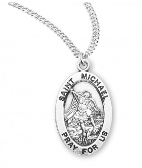 ST MICHAEL  - SS OVAL  - 20" CHAIN