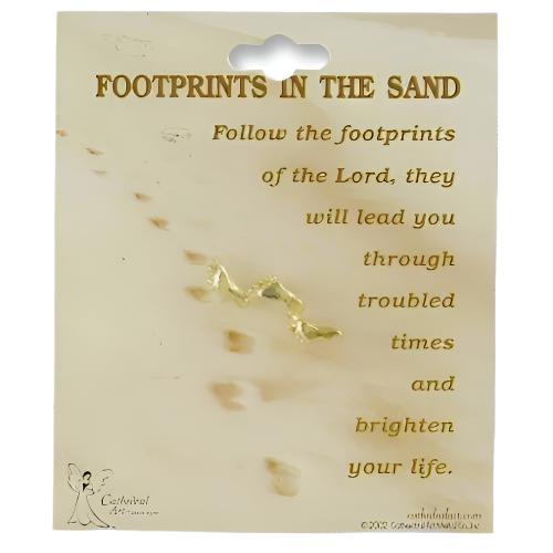 Pin Footprints in the Sand in Gold Tone