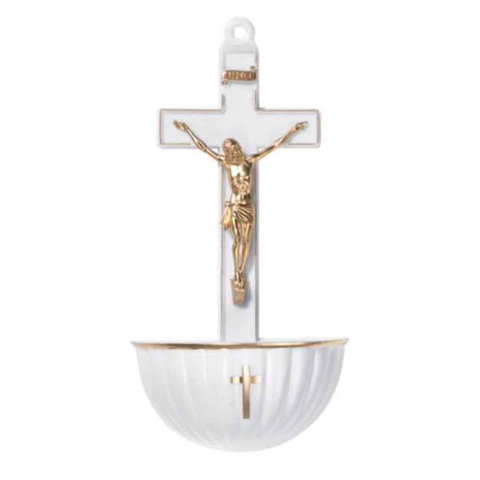 CRUCIFIX FONT -  WHITE PLASTIC - CHILD