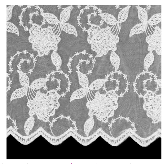 White Scallop Floral Chapel Veil