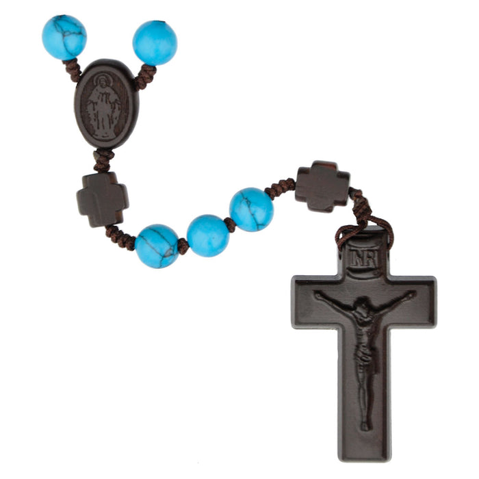 ROSARY - 8mm TURQUOISE & JUJUBE WOOD