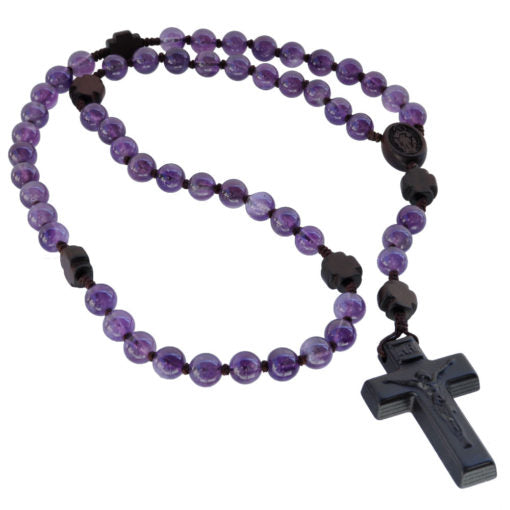 ROSARY -  8mm AMETHYST & JUJUBE WOOD