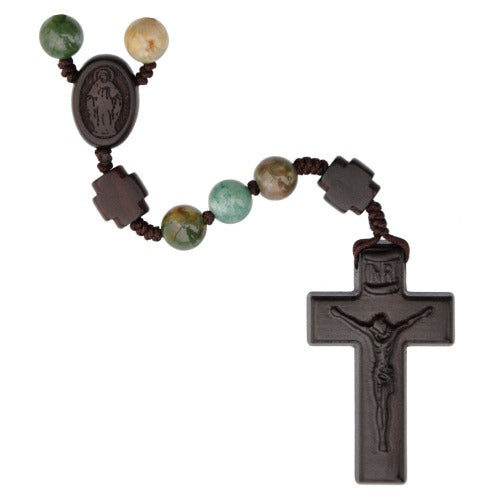 ROSARY - MULTICOLOR ONYX & JUJUBE WOOD - 8MM