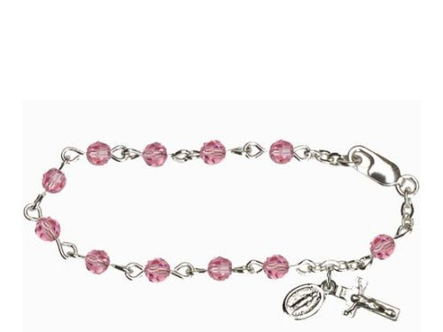 CHILD ROSARY BRACELET - ROSE - SWAROVSKI CRYSTAL