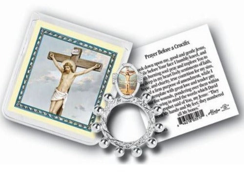 ROSARY RING & PRAYER CARD - CRUCIFIXION