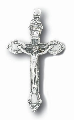 CRUCIFIX MEDAL - 1.75" FANCY - SILVER OXIDIZED