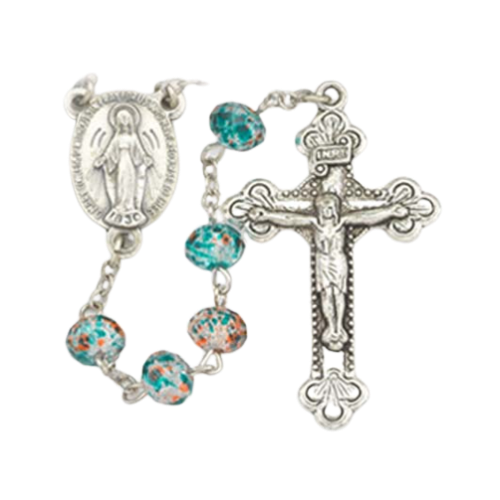 ROSARY -  FACETED SPECKLED TURQUOISE - BOXED