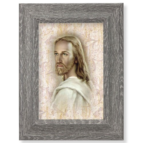 Head of Christ in Gray Wood Frame