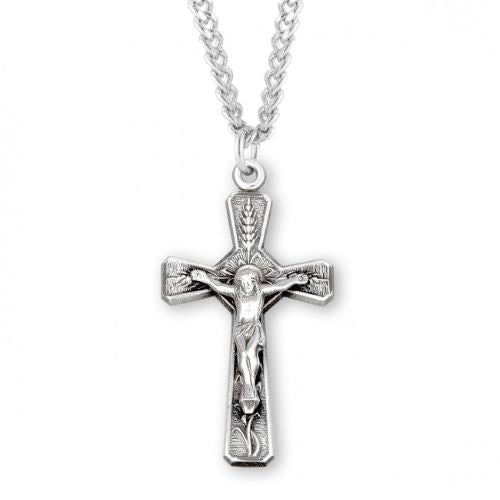 CRUCIFIX PENDANT - HOLY EUCHARIST STERLING SILVER - 1.62" HIGH