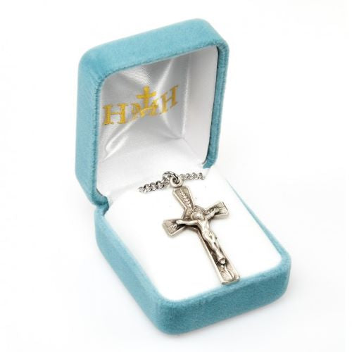 CRUCIFIX PENDANT - HOLY EUCHARIST STERLING SILVER - 1.62" HIGH