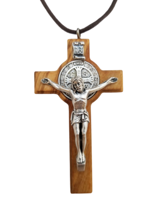 ST BENEDICT CRUCIFIX - OLIVE WOOD - 2.75"H