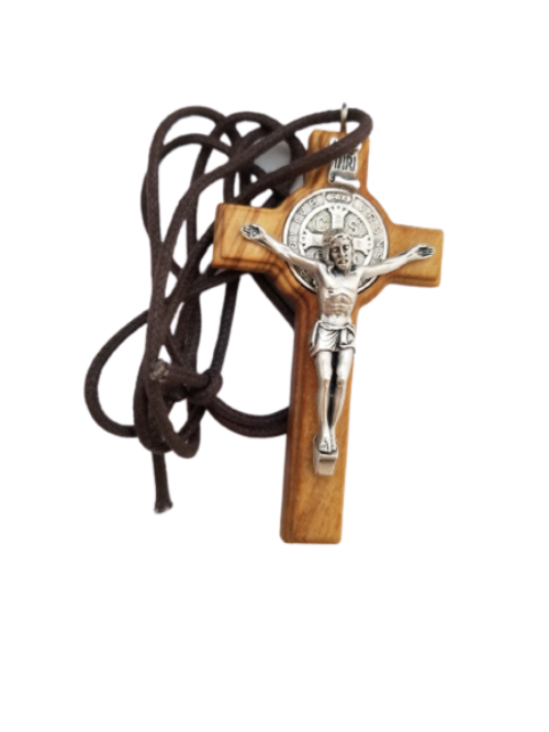 ST BENEDICT CRUCIFIX - OLIVE WOOD - 2.75"H