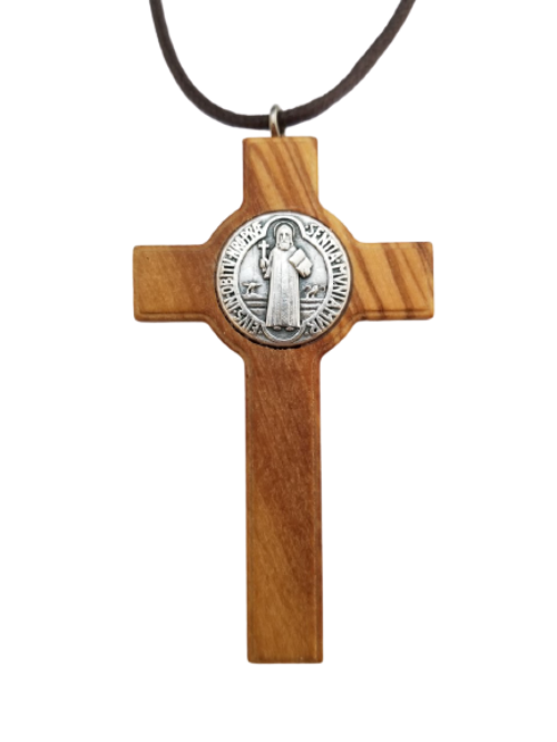 ST BENEDICT CRUCIFIX - OLIVE WOOD - 2.75"H