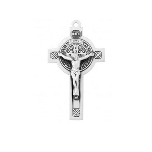 ST BENEDICT CRUCIFIX, STERLING SLIVER, 2" H"