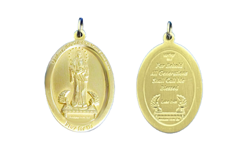 MARY ARK OF THE NEW COVENANT - 1" GP MEDAL ON 24 KT GOLD OVER SS CHAIN