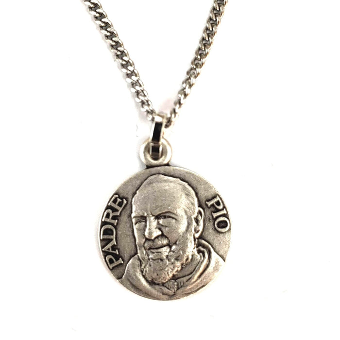 PADRE PIO - NICKEL SILVER - 18" CHAIN