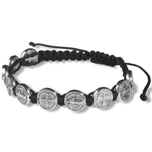 BRACELET - ST BENEDICT MEDALS - BLACK CORD