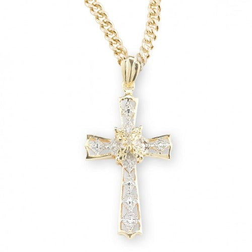 Cross 16k Gold Over Sterling with Cubic Zirconia on 18" Chain