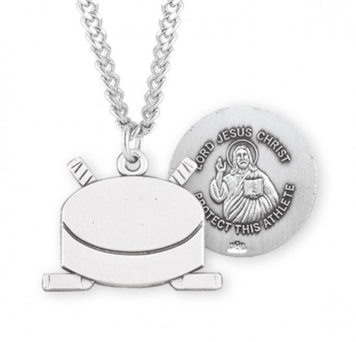 HOCKEY PENDANT -  STERLING SILVER - LORD JESUS - 24" CHAIN