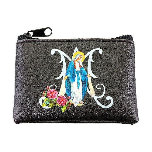 ROSARY CASE - OUR LADY OF GRACE BLACK LEATHERETTE