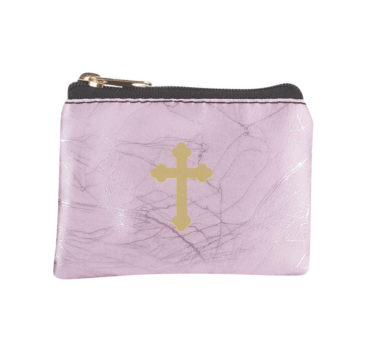 ROSARY CASE - PINK MARBLE - VINYL