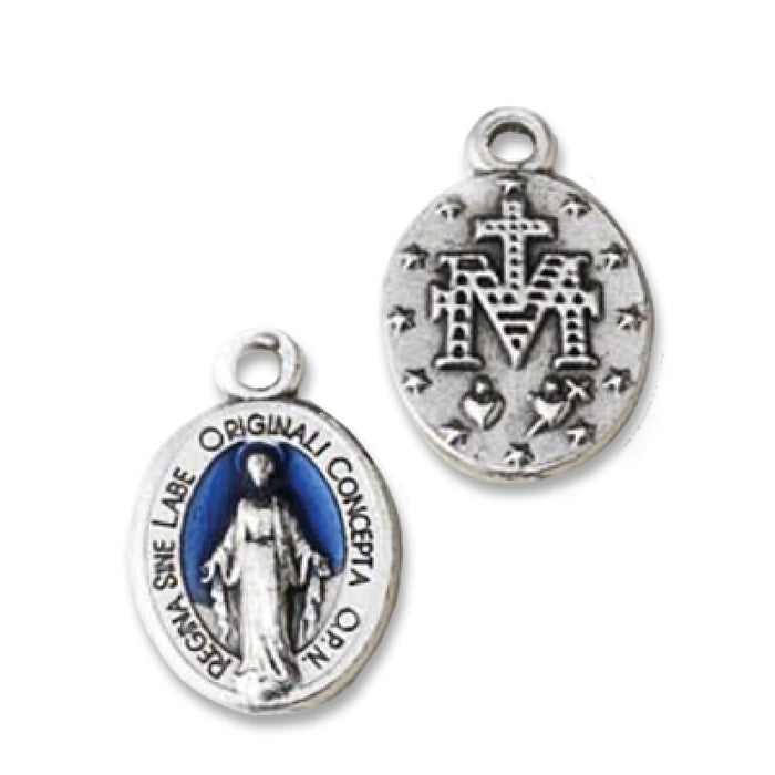 MIRACULOUS MEDAL - .5" BLUE ENAMEL ACCENT