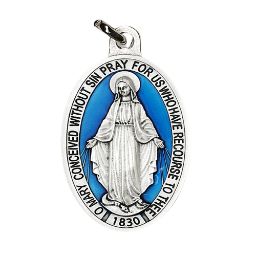 MIRACULOUS MEDAL - 1.5" BLUE ENAMEL