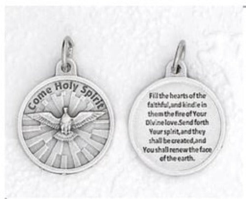 HOLY SPIRIT - PRAYER - .75" ROUND OXIDIZED MEDAL