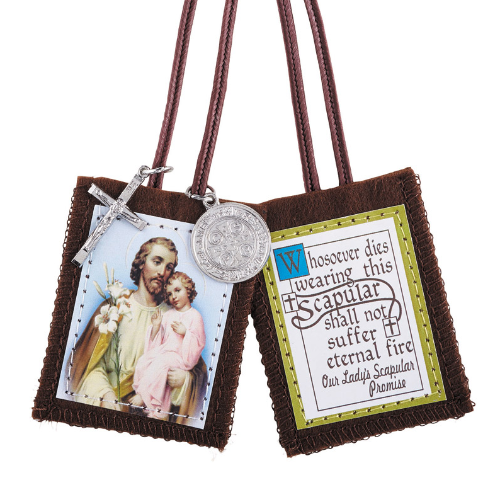 SCAPULAR - ST JOSEPH WITH MEDALS - CLOTH