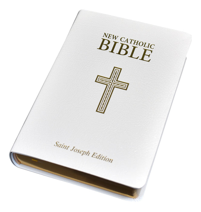 NEW CATHOLIC BIBLE - WHITE DELUXE BONDED LEATHER