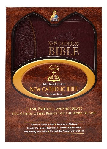 BIBLE: NEW CATHOLIC - ST. JOSEPH - BURGUNDY FAUX LEATHER