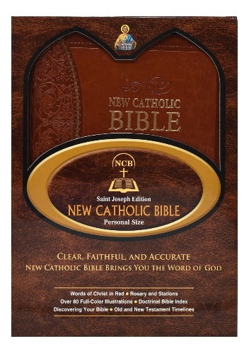 BIBLE: NEW CATHOLIC - ST. JOSEPH - BROWN FAUX LEATHER