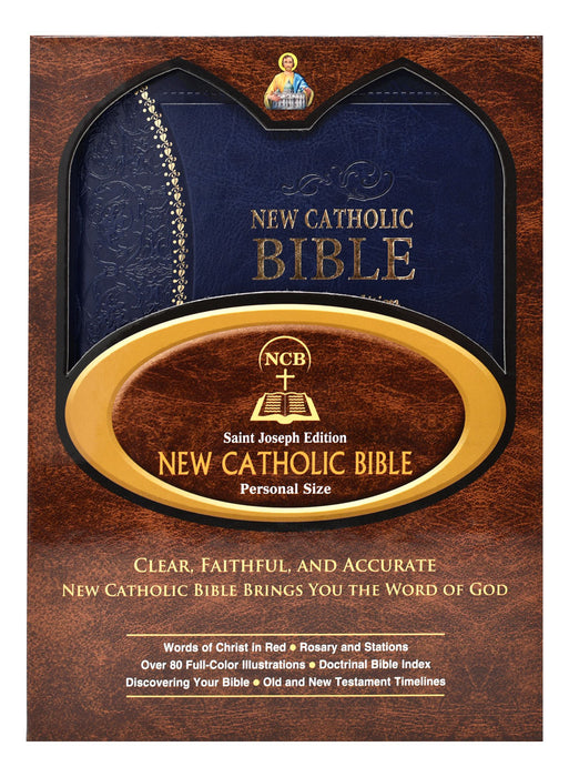 BIBLE: NEW CATHOLIC - ST. JOSEPH - BLUE FAUX LEATHER