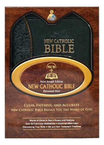 BIBLE: NEW CATHOLIC - ST. JOSEPH - GREEN FAUX LEATHER