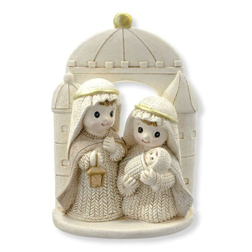 NATIVITY SCENE FIGURE - WHITE YARN STYLE - 4.5" RESIN