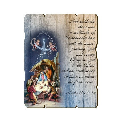 Wall Plaque Nativity with Verse Luke 2:13-14