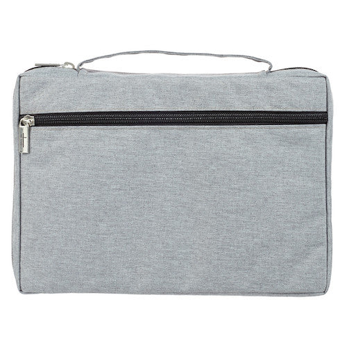 Bible Cover (M) "Strong & Courageous" Grey Canvas