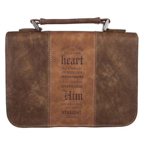 Bible Cover (M) "Trust in the Lord" Brown Faux Leather