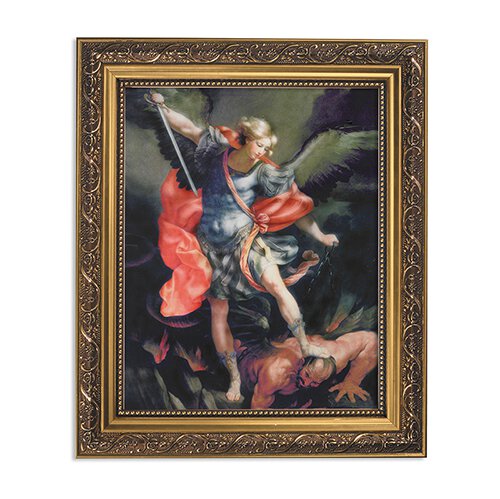 ST MICHAEL BY RENI - 11 x 13 - GOLD FRAME