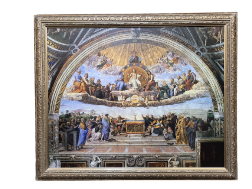 Dispute at the Blessed Sacrament by Raphael Framed Canvas