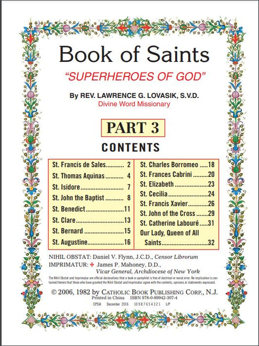 BOOK OF SAINTS PART 3- by LOVASIK, FR LAWRENCE, S.V.D.