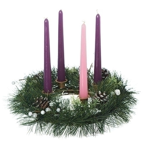 Advent Wreath 14" with Pinecones and White Berries