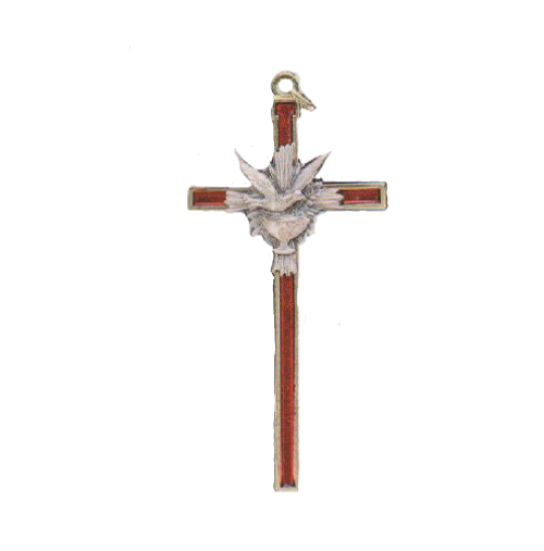 RCIA Cross-5" Red Enamel inlay with Dove and Chalice