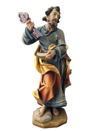 ST PETER - 12" HAND CARVED WOOD - BAROQUE