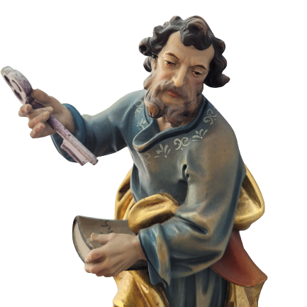 ST PETER - 12" HAND CARVED WOOD - BAROQUE