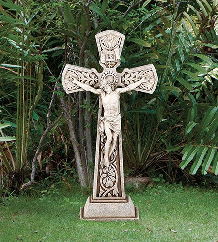 CRUCIFIX - STONE RESIN - 23.5" GARDEN STATUE